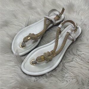 MICHAEL Michael Kors White and Tan Nautical Knot Sandals